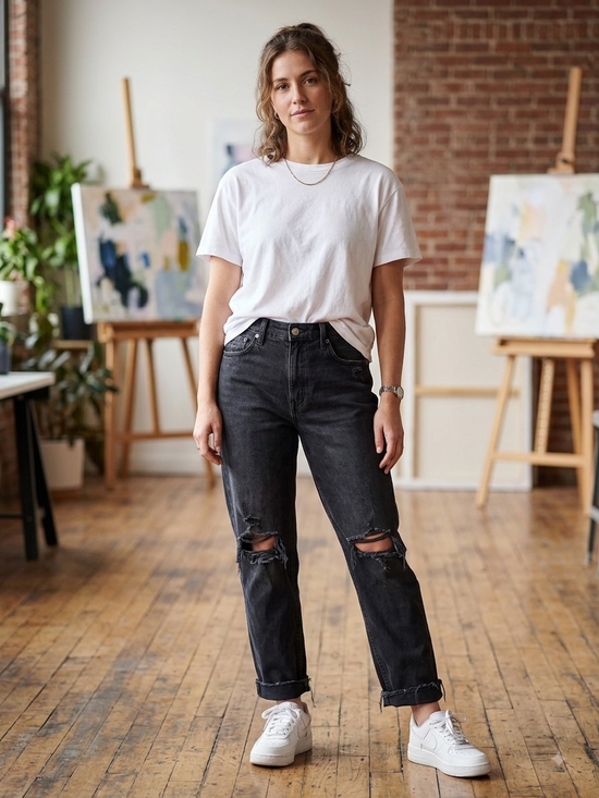 GAP Denim - GAP Washed Black Boyfriend Ripped Jeans